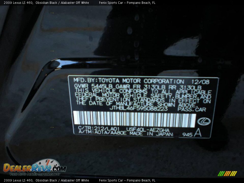 2009 Lexus LS 460 Obsidian Black / Alabaster Off White Photo #31