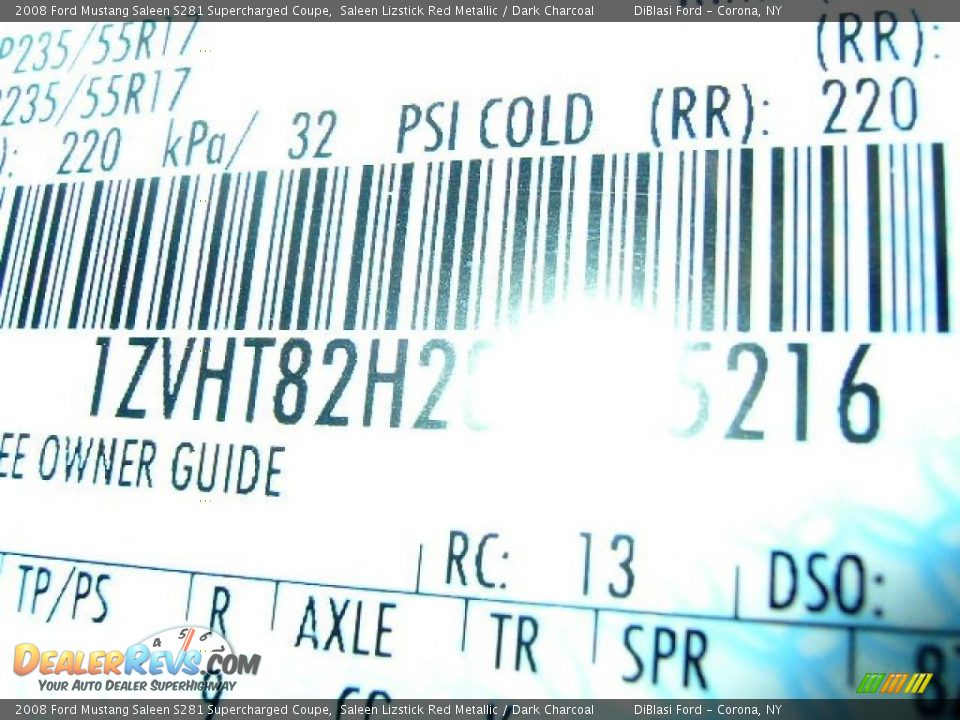 2008 Ford Mustang Saleen S281 Supercharged Coupe Saleen Lizstick Red Metallic / Dark Charcoal Photo #20