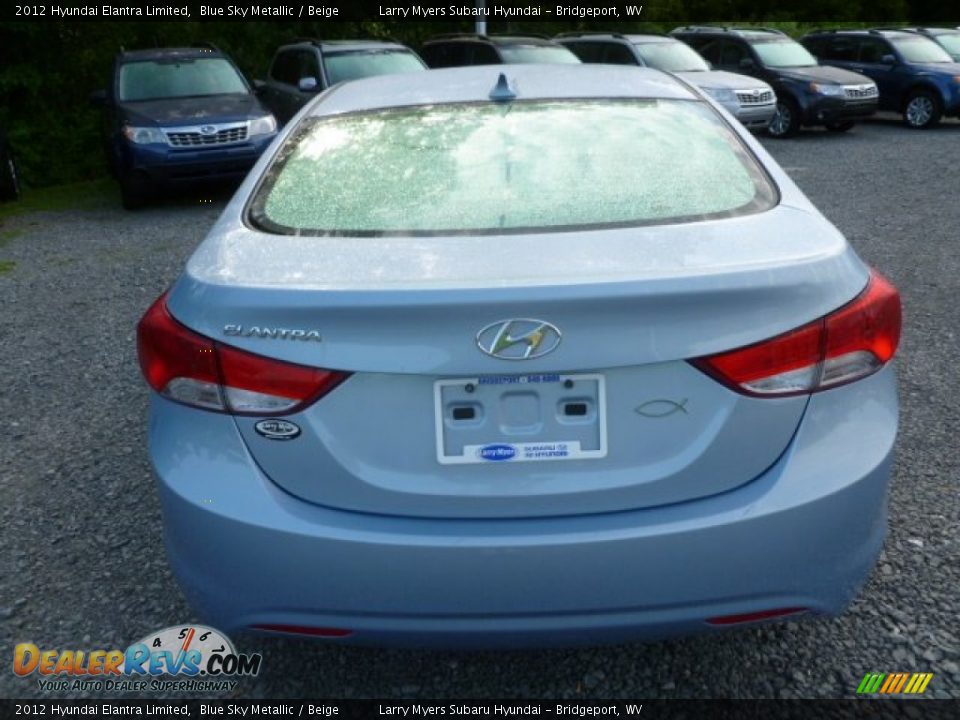 2012 Hyundai Elantra Limited Blue Sky Metallic / Beige Photo #6