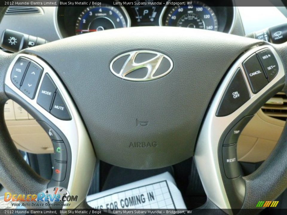 2012 Hyundai Elantra Limited Blue Sky Metallic / Beige Photo #18