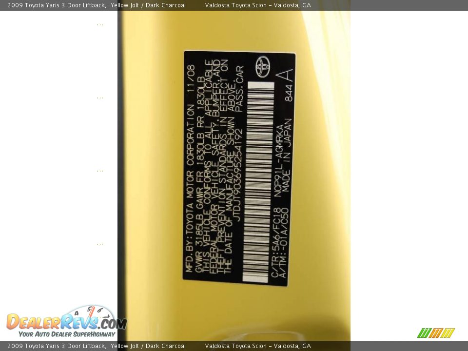 2009 Toyota Yaris 3 Door Liftback Yellow Jolt / Dark Charcoal Photo #18