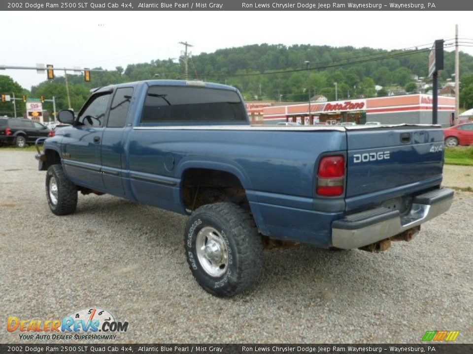 2002 Dodge Ram 2500 SLT Quad Cab 4x4 Atlantic Blue Pearl / Mist Gray Photo #5