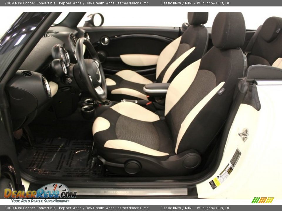 Ray Cream White Leather/Black Cloth Interior - 2009 Mini Cooper Convertible Photo #7