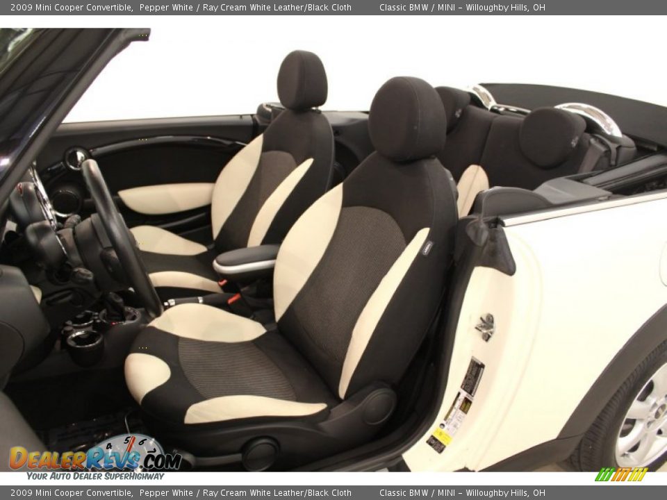 Ray Cream White Leather/Black Cloth Interior - 2009 Mini Cooper Convertible Photo #8
