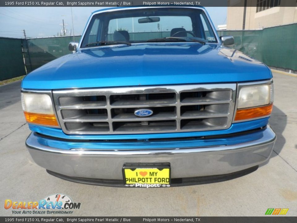 1995 Ford F150 XL Regular Cab Bright Sapphire Pearl Metallic / Blue Photo #8