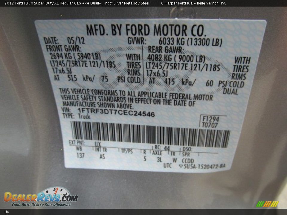 Ford Color Code UX Ingot Silver Metallic