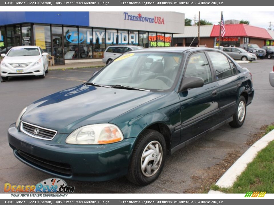 1996 Honda Civic DX Sedan Dark Green Pearl Metallic / Beige Photo #1