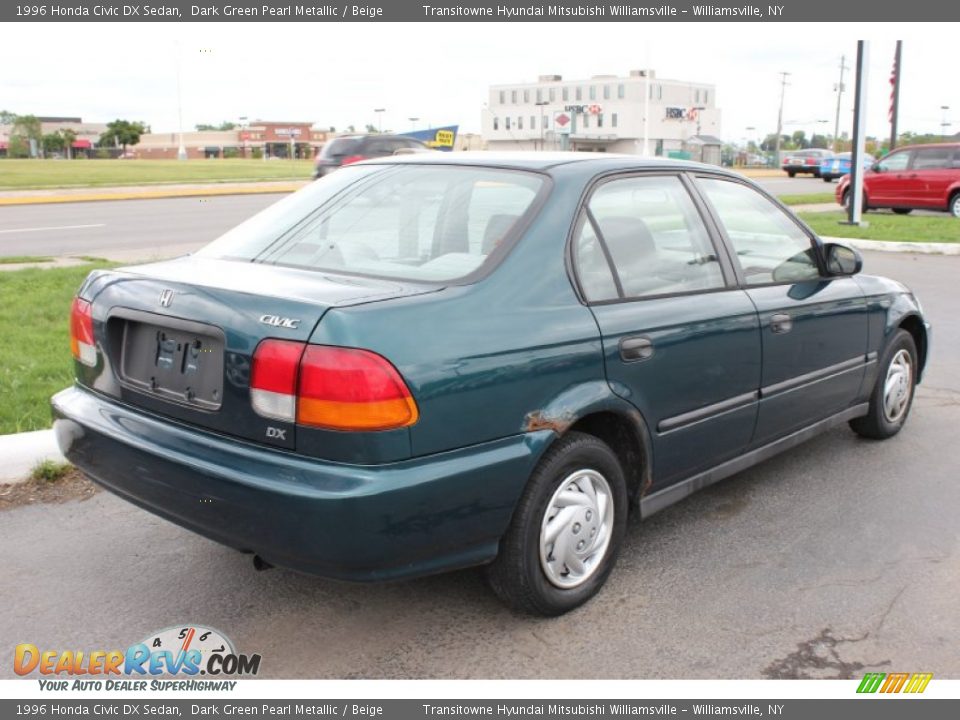 1996 Honda Civic DX Sedan Dark Green Pearl Metallic / Beige Photo #12