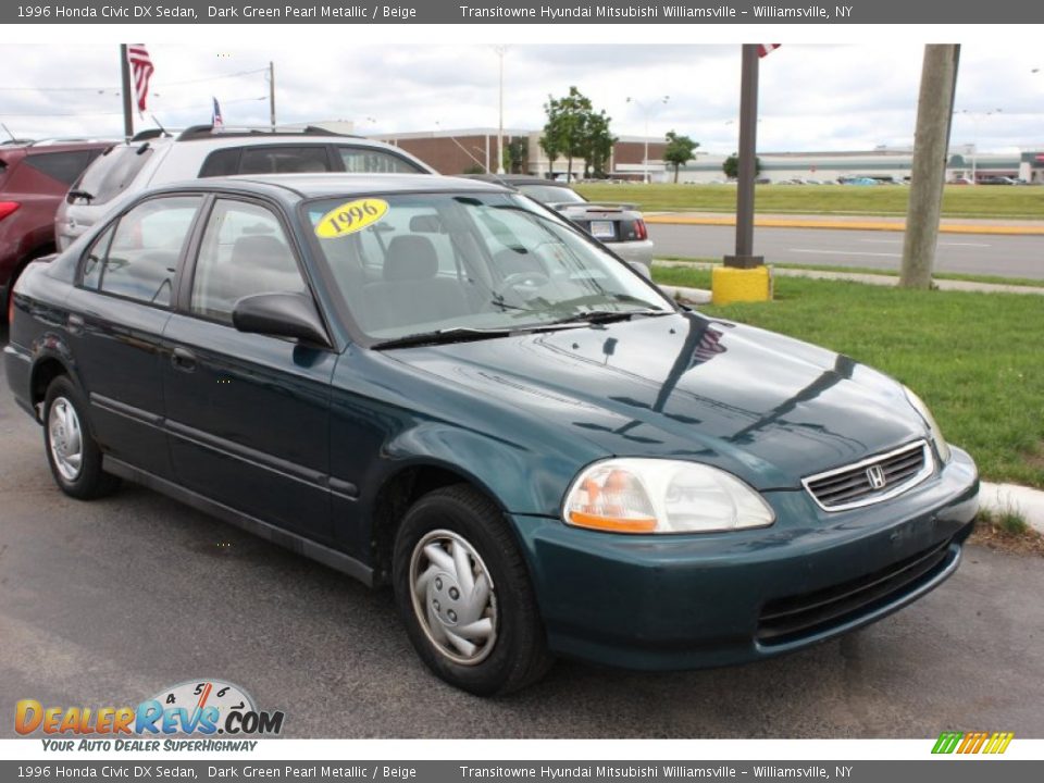 1996 Honda Civic DX Sedan Dark Green Pearl Metallic / Beige Photo #15