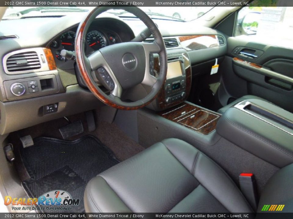 Ebony Interior - 2012 GMC Sierra 1500 Denali Crew Cab 4x4 Photo #28