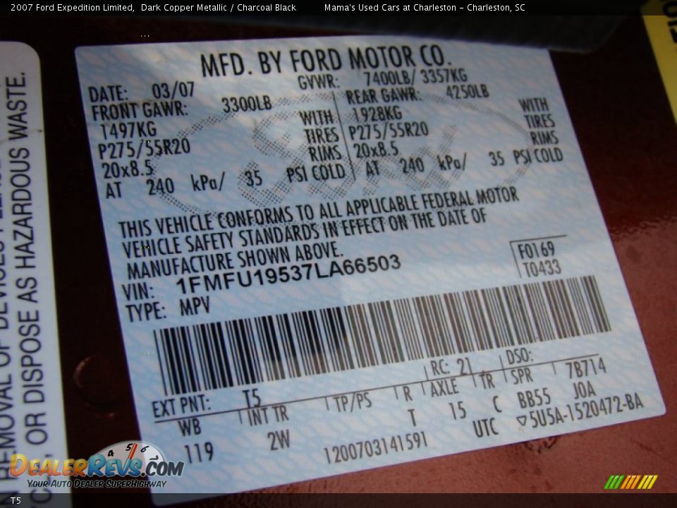 Ford Color Code T5 Dark Copper Metallic