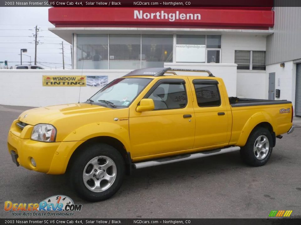 2003 Nissan Frontier SC V6 Crew Cab 4x4 Solar Yellow / Black Photo #1