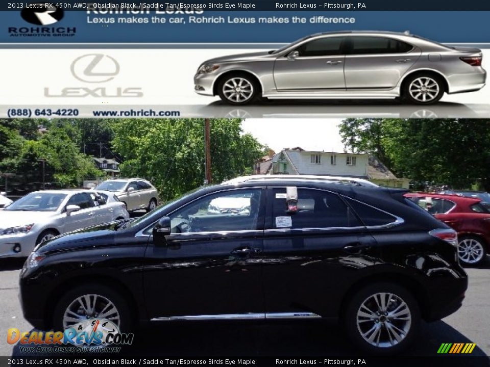 2013 Lexus RX 450h AWD Obsidian Black / Saddle Tan/Espresso Birds Eye Maple Photo #1