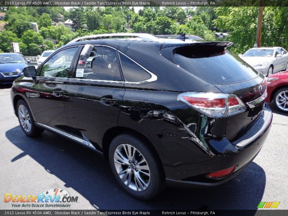 2013 Lexus RX 450h AWD Obsidian Black / Saddle Tan/Espresso Birds Eye Maple Photo #2
