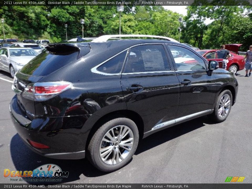 2013 Lexus RX 450h AWD Obsidian Black / Saddle Tan/Espresso Birds Eye Maple Photo #4