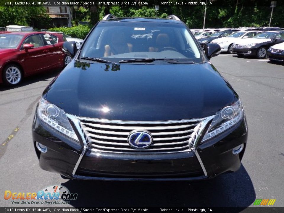 2013 Lexus RX 450h AWD Obsidian Black / Saddle Tan/Espresso Birds Eye Maple Photo #7