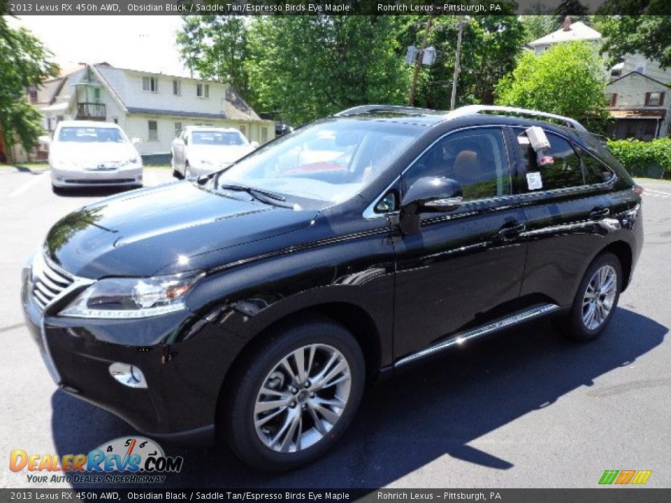 2013 Lexus RX 450h AWD Obsidian Black / Saddle Tan/Espresso Birds Eye Maple Photo #8
