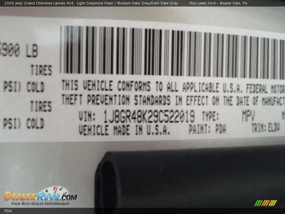 Jeep Color Code PDA Light Graystone Pearl