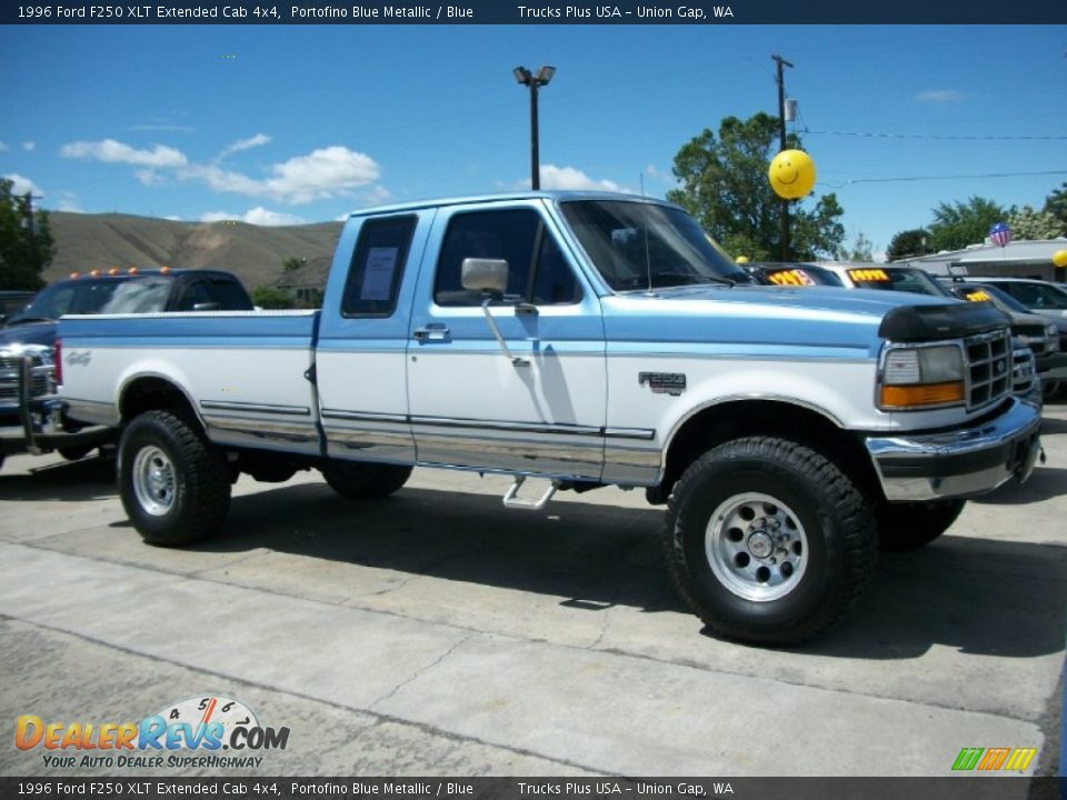 1996 Ford F250 XLT Extended Cab 4x4 Portofino Blue Metallic / Blue Photo #1