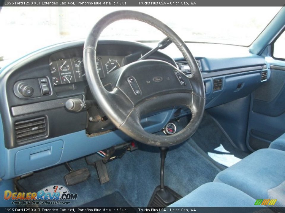 1996 Ford F250 XLT Extended Cab 4x4 Portofino Blue Metallic / Blue Photo #3