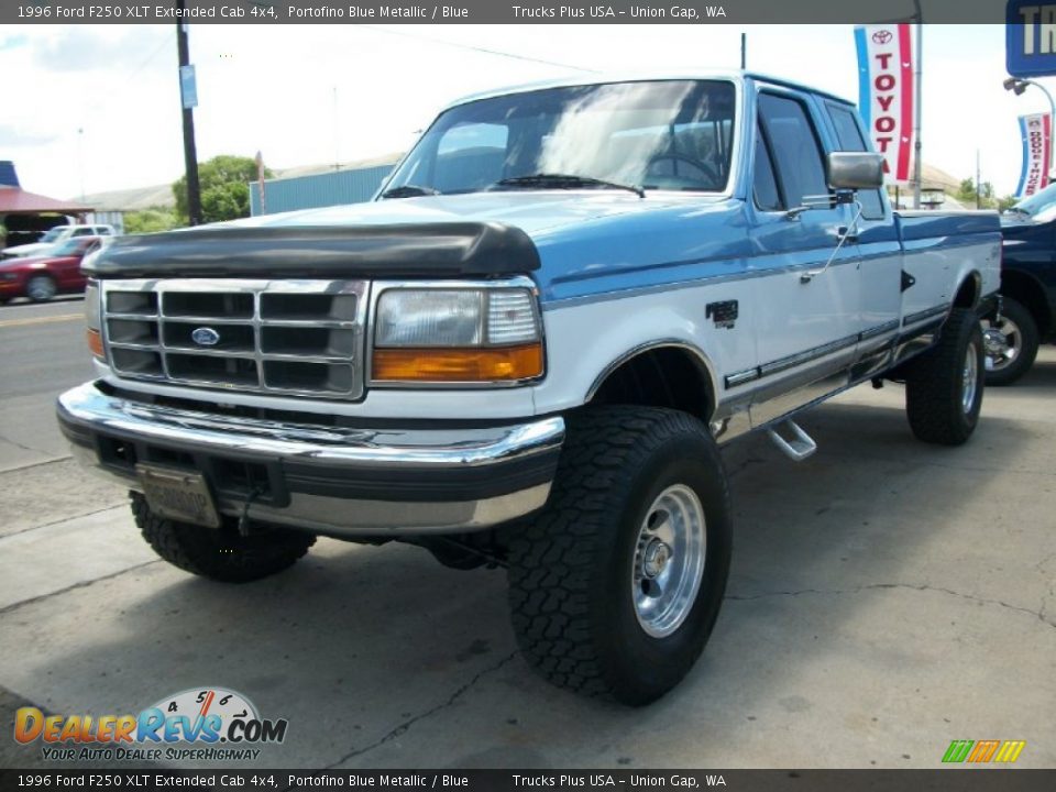 1996 Ford F250 XLT Extended Cab 4x4 Portofino Blue Metallic / Blue Photo #12