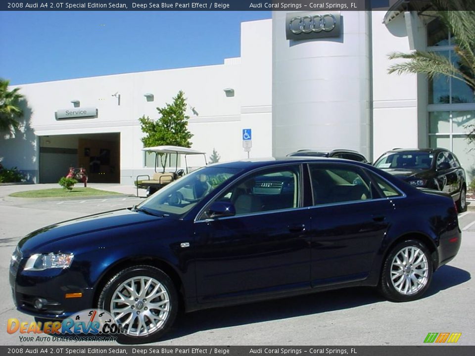 2008 Audi A4 2.0T Special Edition Sedan Deep Sea Blue Pearl Effect / Beige Photo #2