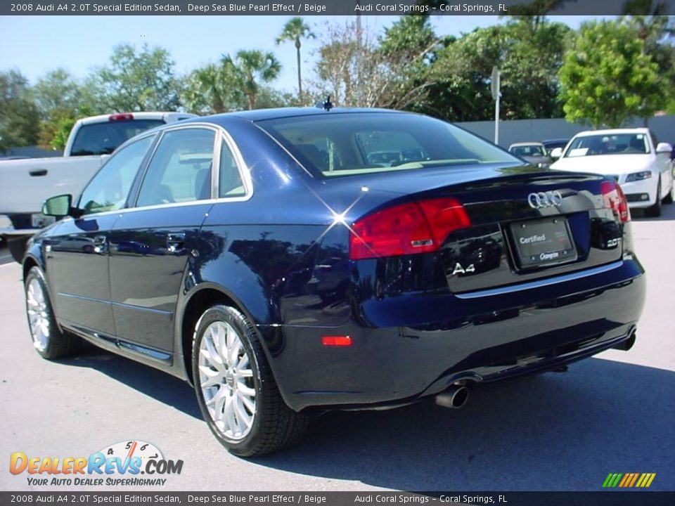 2008 Audi A4 2.0T Special Edition Sedan Deep Sea Blue Pearl Effect / Beige Photo #3