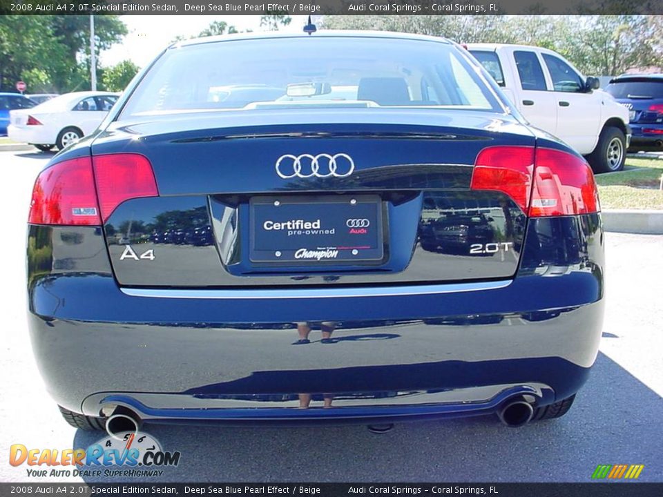 2008 Audi A4 2.0T Special Edition Sedan Deep Sea Blue Pearl Effect / Beige Photo #4