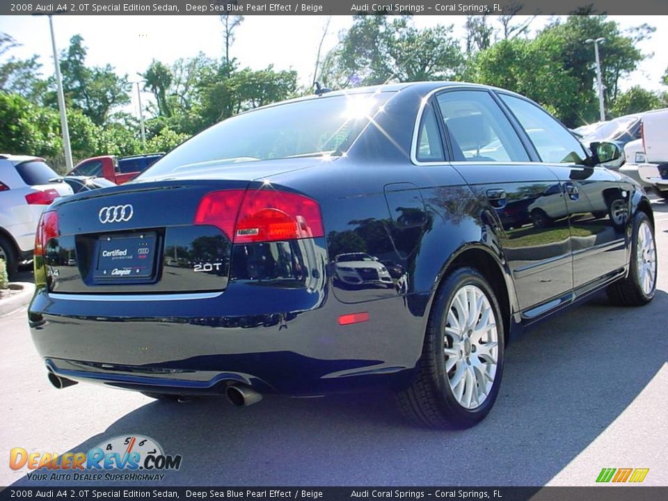 2008 Audi A4 2.0T Special Edition Sedan Deep Sea Blue Pearl Effect / Beige Photo #5