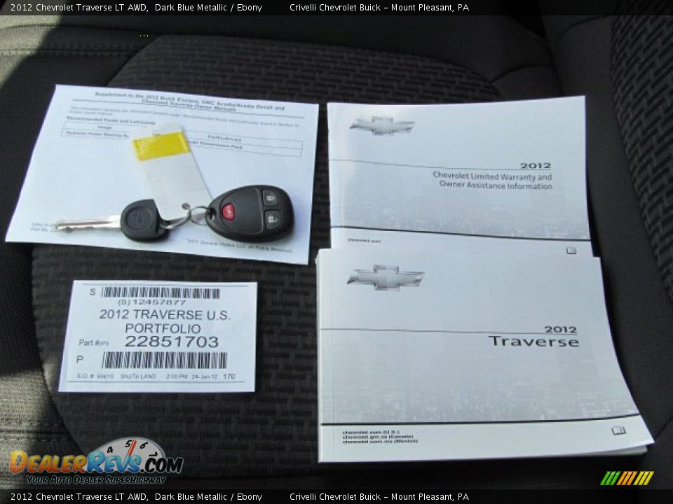 2012 Chevrolet Traverse LT AWD Dark Blue Metallic / Ebony Photo #26