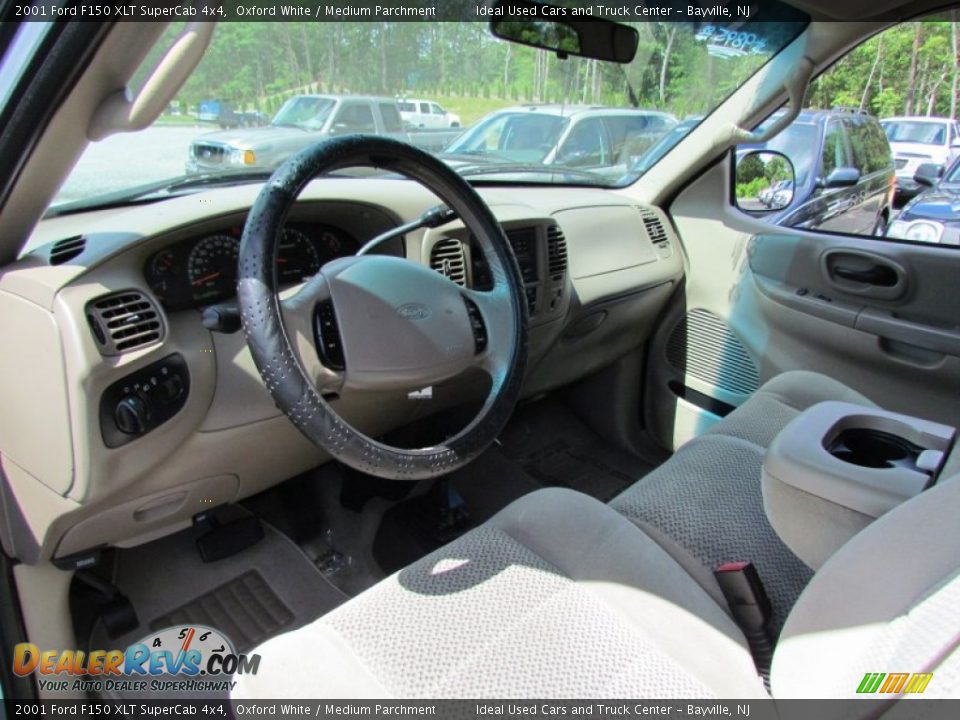 2001 Ford F150 XLT SuperCab 4x4 Oxford White / Medium Parchment Photo #14