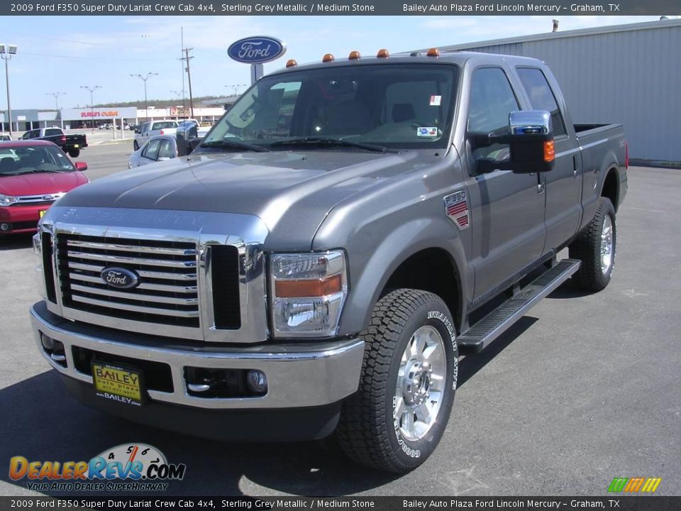 2009 Ford F350 Super Duty Lariat Crew Cab 4x4 Sterling Grey Metallic / Medium Stone Photo #2