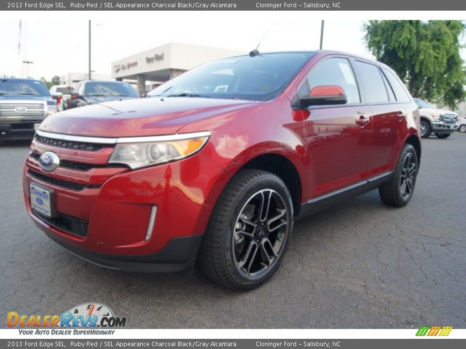 2013 Ford Edge SEL Ruby Red / SEL Appearance Charcoal Black/Gray Alcantara Photo #6