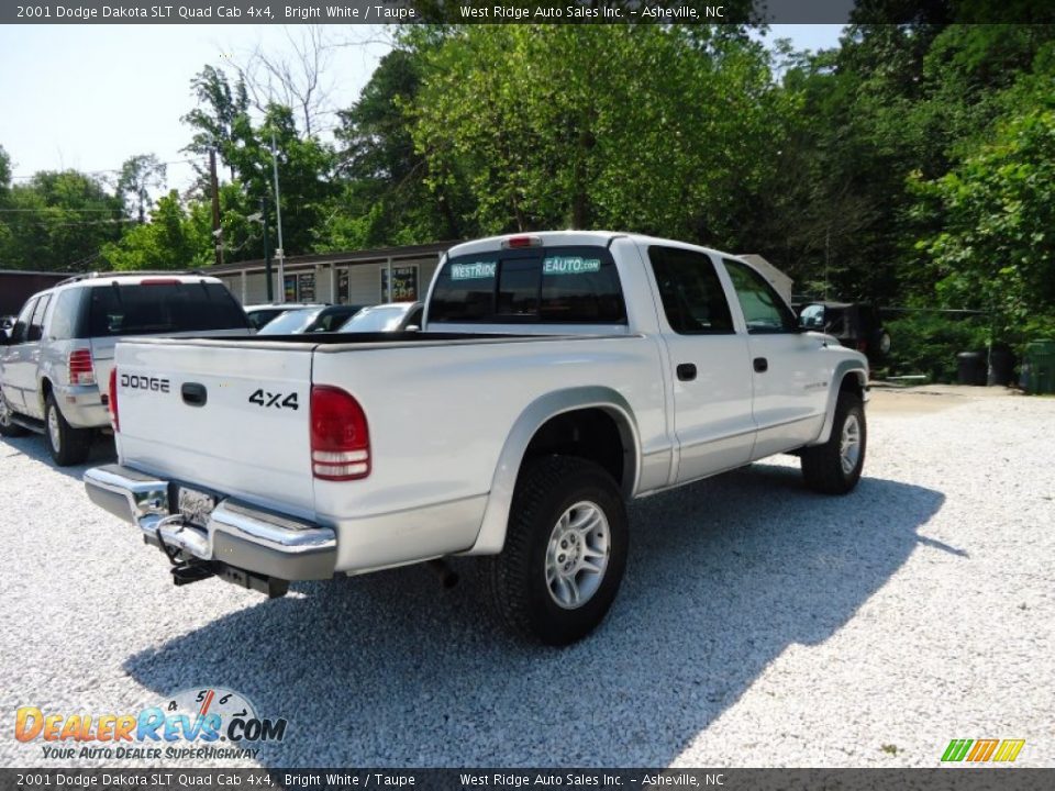 2001 Dodge Dakota SLT Quad Cab 4x4 Bright White / Taupe Photo #2
