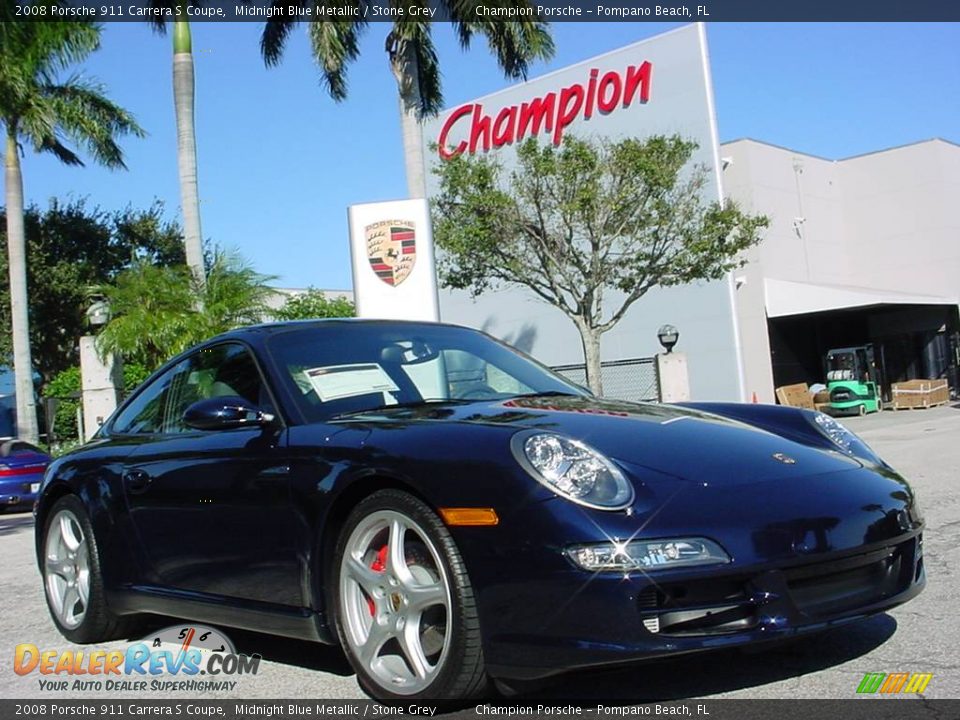 2008 Porsche 911 Carrera S Coupe Midnight Blue Metallic / Stone Grey Photo #1