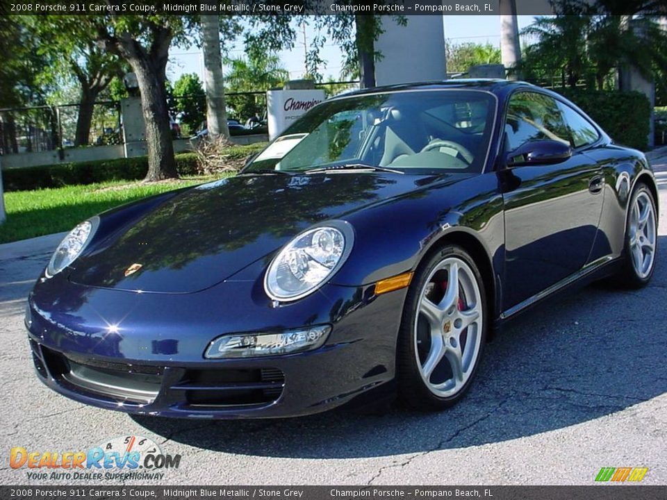 2008 Porsche 911 Carrera S Coupe Midnight Blue Metallic / Stone Grey Photo #7