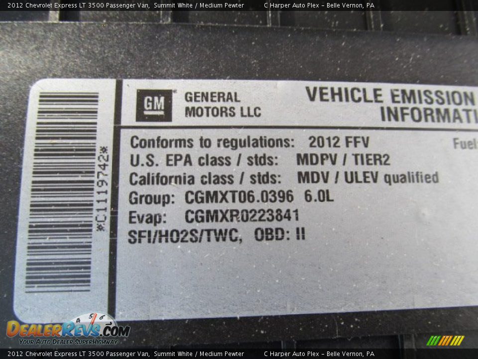 2012 Chevrolet Express LT 3500 Passenger Van Summit White / Medium Pewter Photo #10