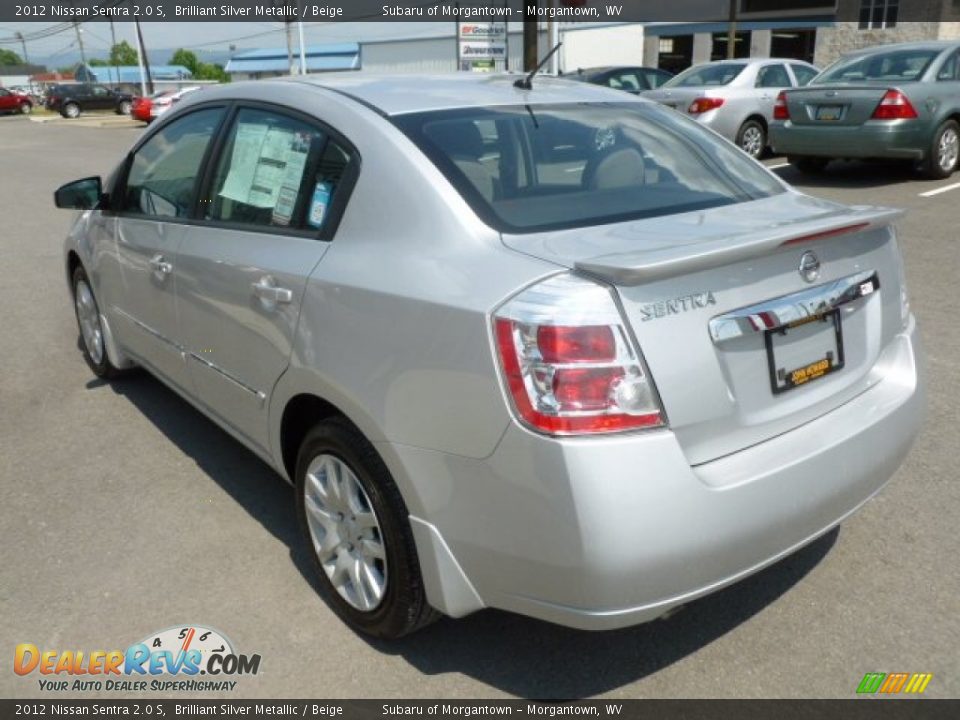 2012 Nissan Sentra 2.0 S Brilliant Silver Metallic / Beige Photo #4