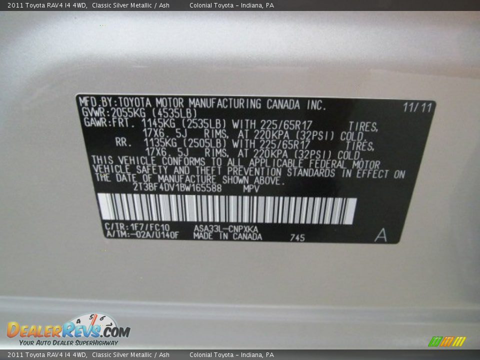 2011 Toyota RAV4 I4 4WD Classic Silver Metallic / Ash Photo #19