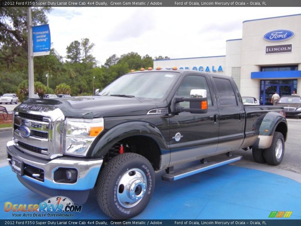 2012 Ford F350 Super Duty Lariat Crew Cab 4x4 Dually Green Gem Metallic / Adobe Photo #1