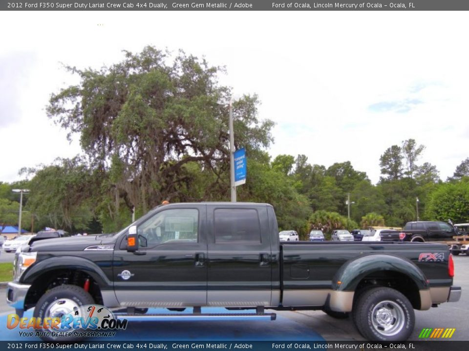 2012 Ford F350 Super Duty Lariat Crew Cab 4x4 Dually Green Gem Metallic / Adobe Photo #2