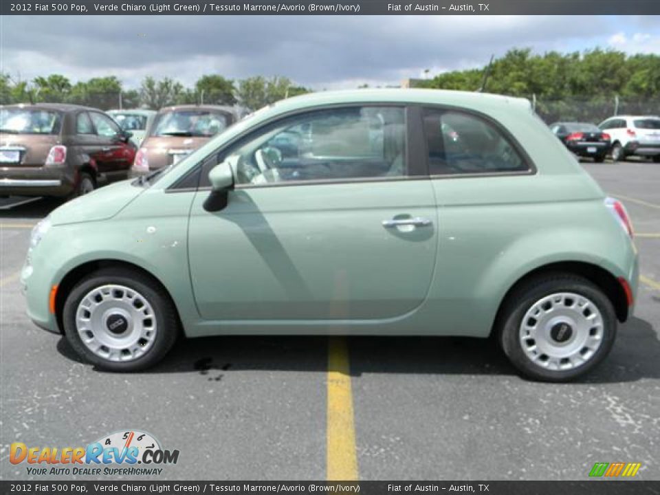 2012 Fiat 500 Pop Verde Chiaro (Light Green) / Tessuto Marrone/Avorio (Brown/Ivory) Photo #2