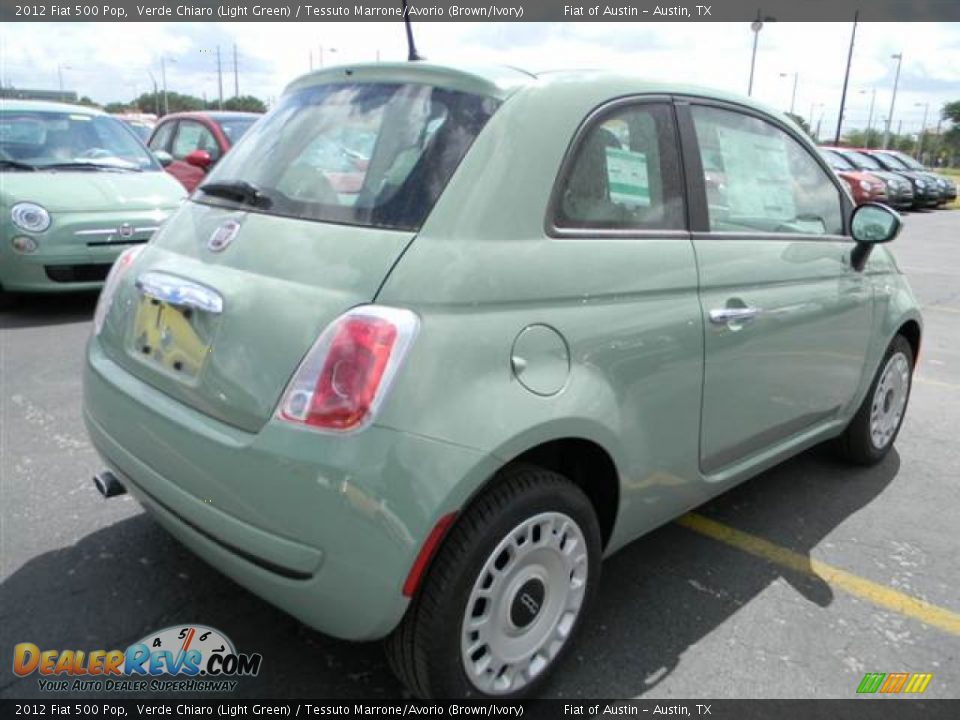 2012 Fiat 500 Pop Verde Chiaro (Light Green) / Tessuto Marrone/Avorio (Brown/Ivory) Photo #3