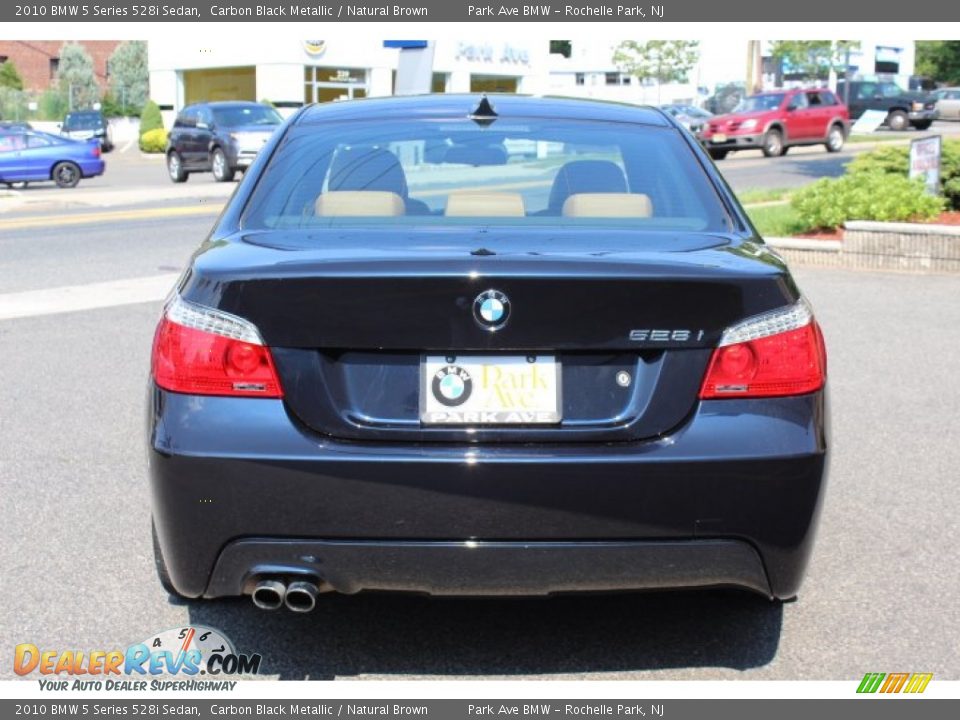 2010 BMW 5 Series 528i Sedan Carbon Black Metallic / Natural Brown Photo #6