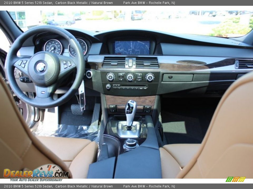 2010 BMW 5 Series 528i Sedan Carbon Black Metallic / Natural Brown Photo #13