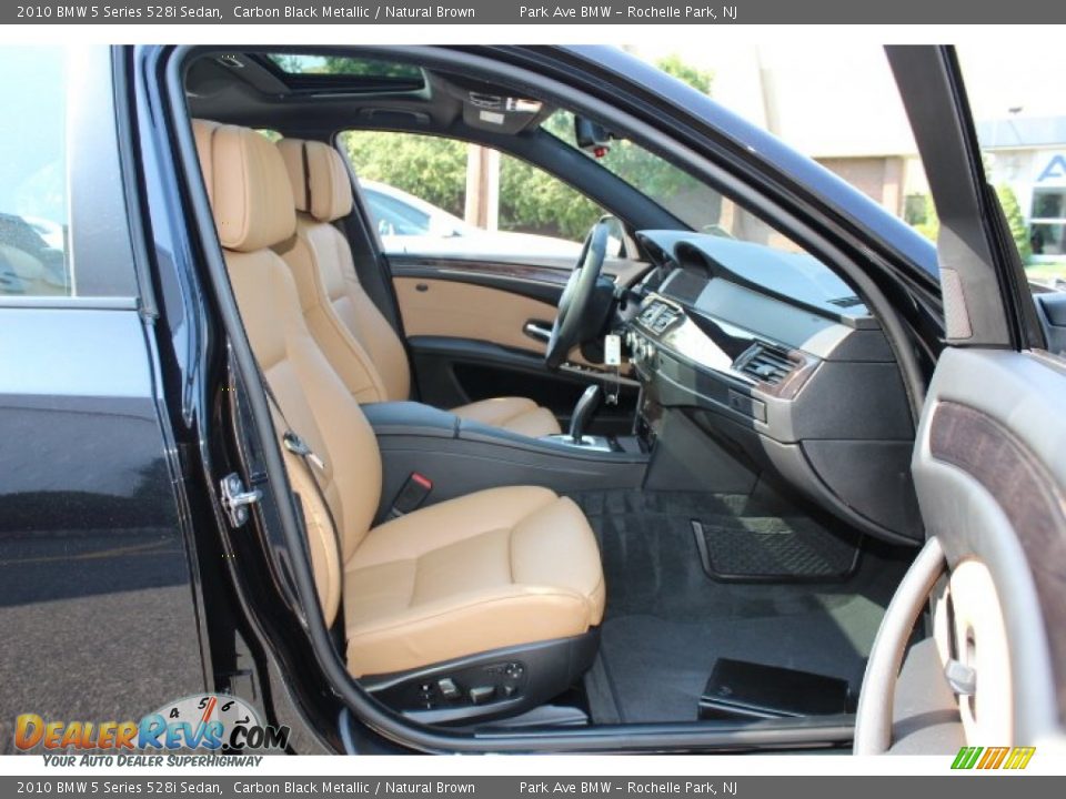 2010 BMW 5 Series 528i Sedan Carbon Black Metallic / Natural Brown Photo #27