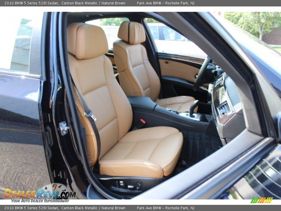 2010 BMW 5 Series 528i Sedan Carbon Black Metallic / Natural Brown Photo #28