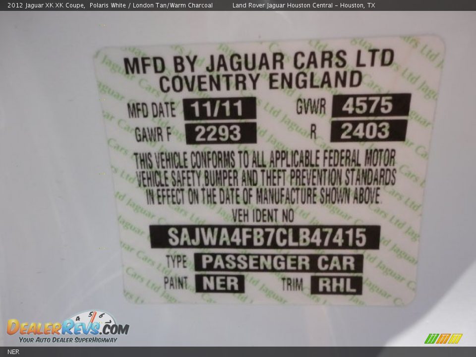 NER - 2012 Jaguar XK