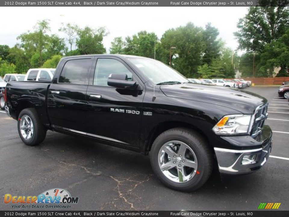 2012 Dodge Ram 1500 SLT Crew Cab 4x4 Black / Dark Slate Gray/Medium Graystone Photo #2