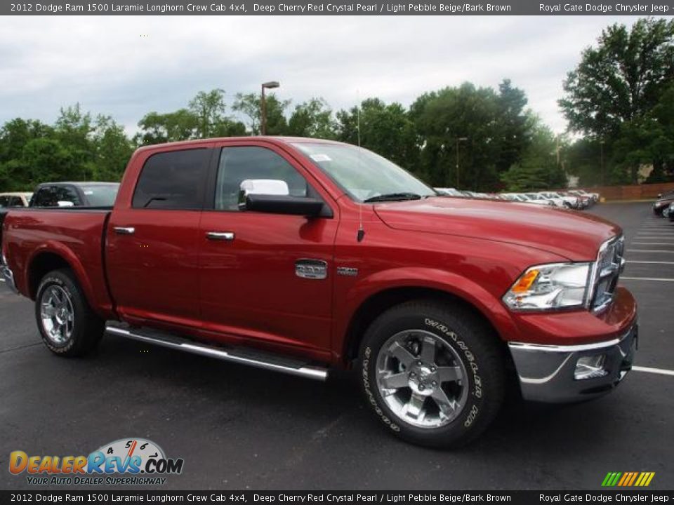 2012 Dodge Ram 1500 Laramie Longhorn Crew Cab 4x4 Deep Cherry Red Crystal Pearl / Light Pebble Beige/Bark Brown Photo #2